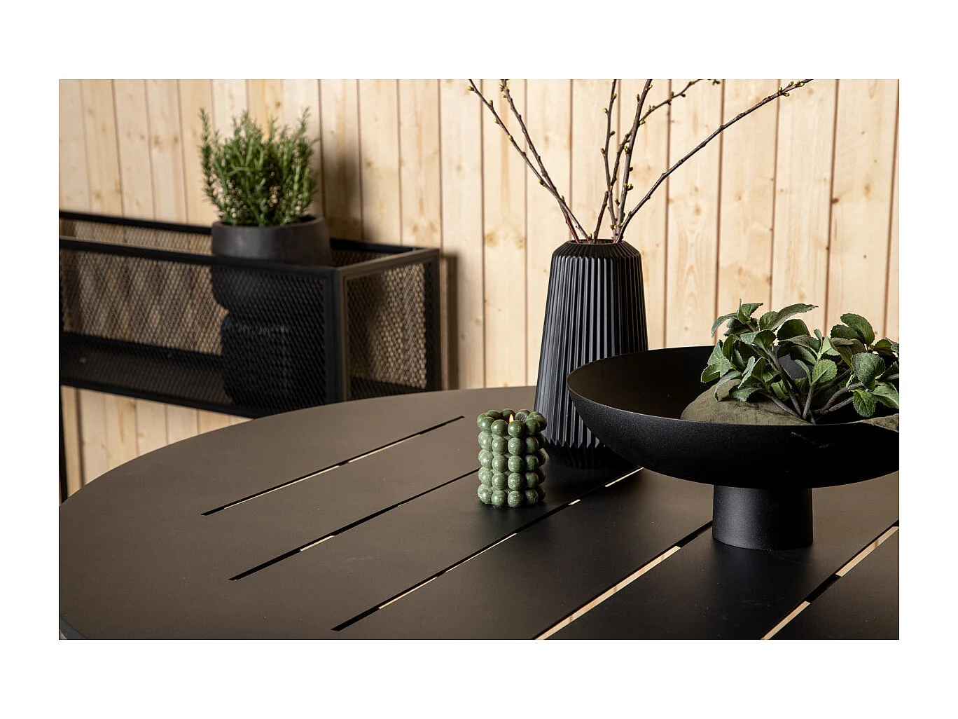 Table de Jardin Ronde "Alma" 120cm Noir