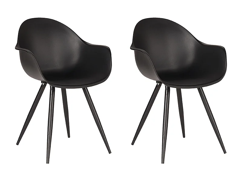 Chaise de salle à manger Luca - Noir - Plastique - Lot de 2