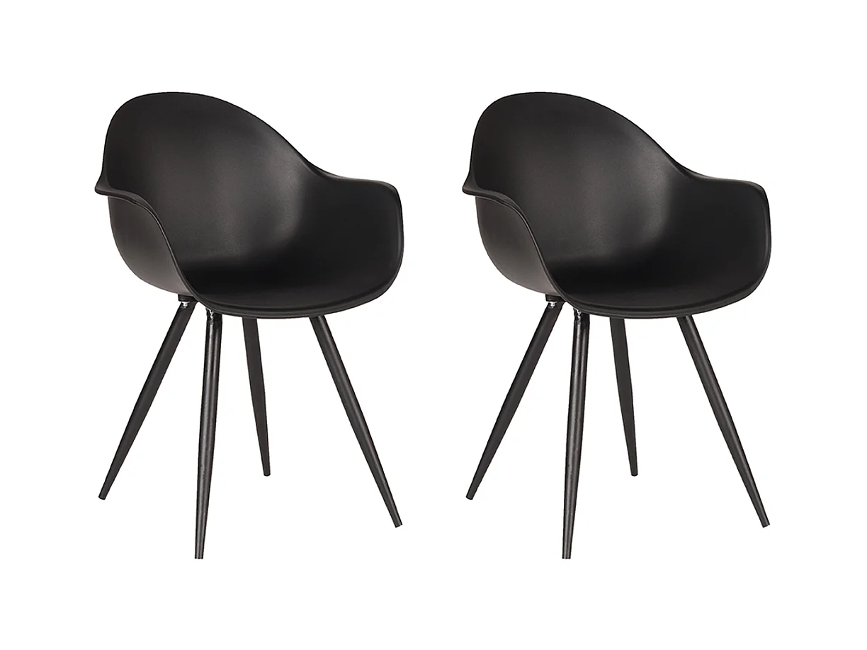 Chaise de salle à manger Luca - Noir - Plastique - Lot de 2