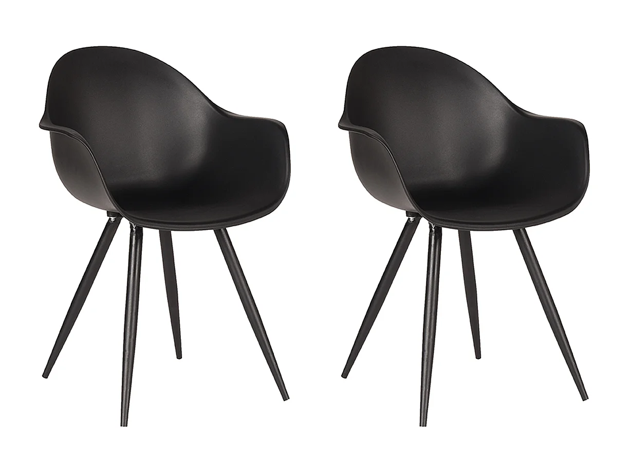 Chaise de salle à manger Luca - Noir - Plastique - Lot de 2