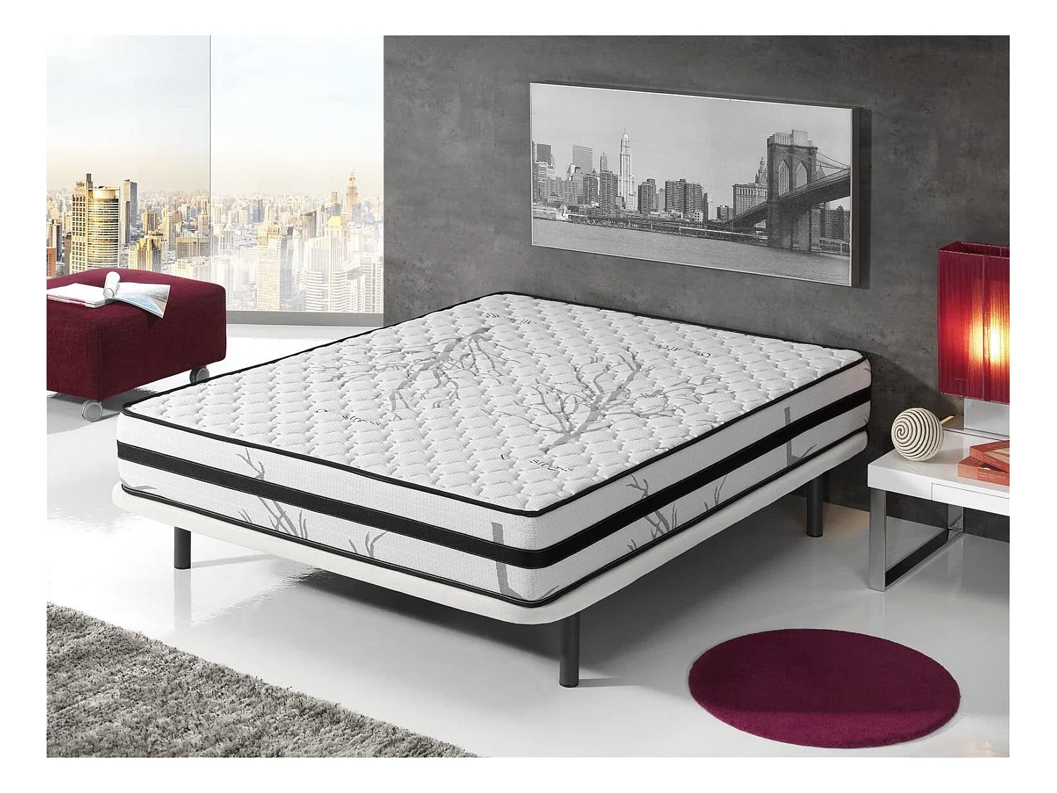 Matelas mousse 120x190 therapy carbone anti stress® | mousse h.r. | épaisseur 19 cm | orthopédique | tissu 3d système airfresh