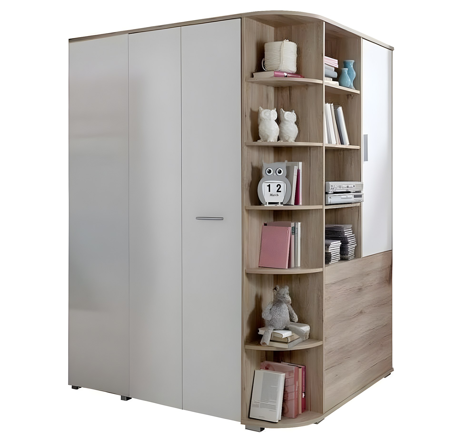 Armoire dressing d'angle VOLVERINE chêne/blanc