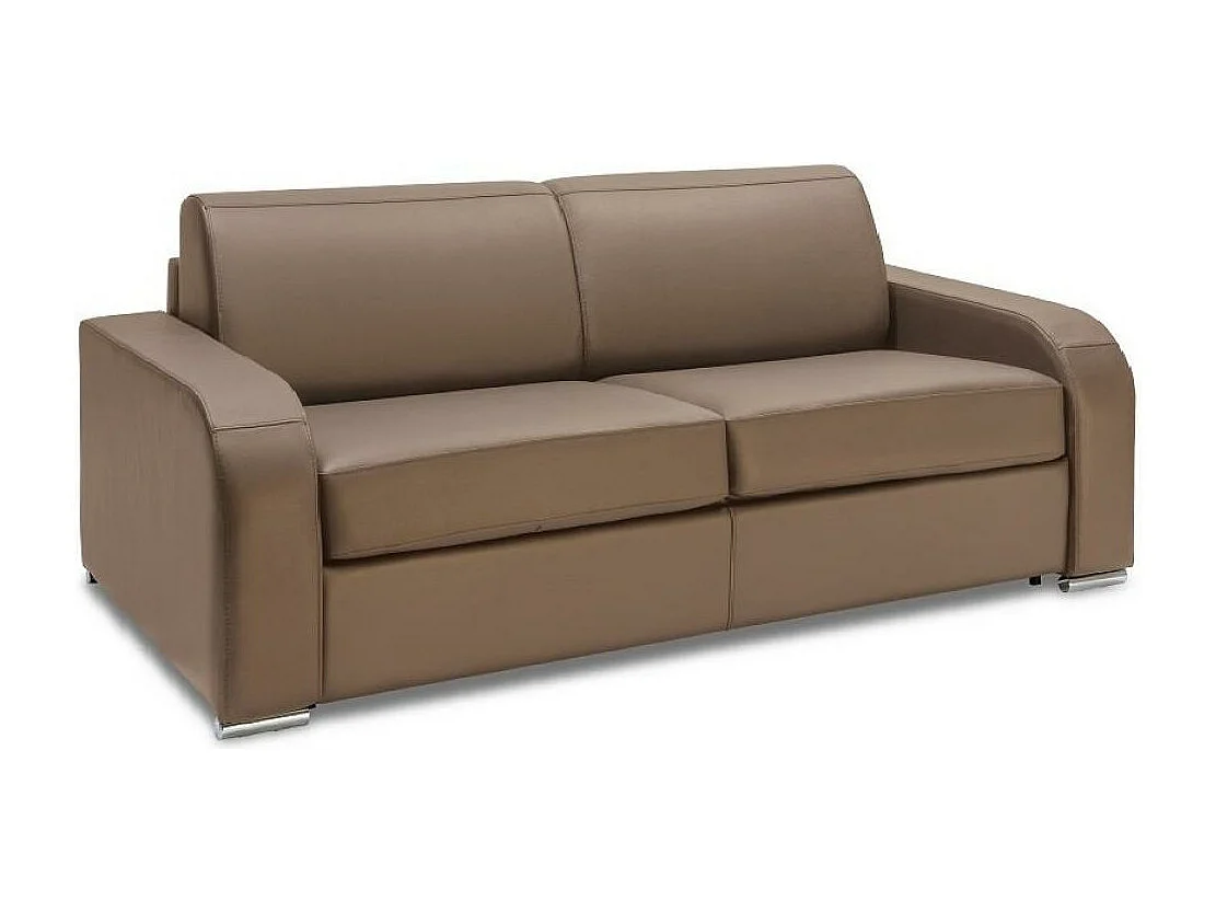 Canapé express 160 cm SOFIA EDITION Cuir et PU Cayenne taupe matelas 16 cm