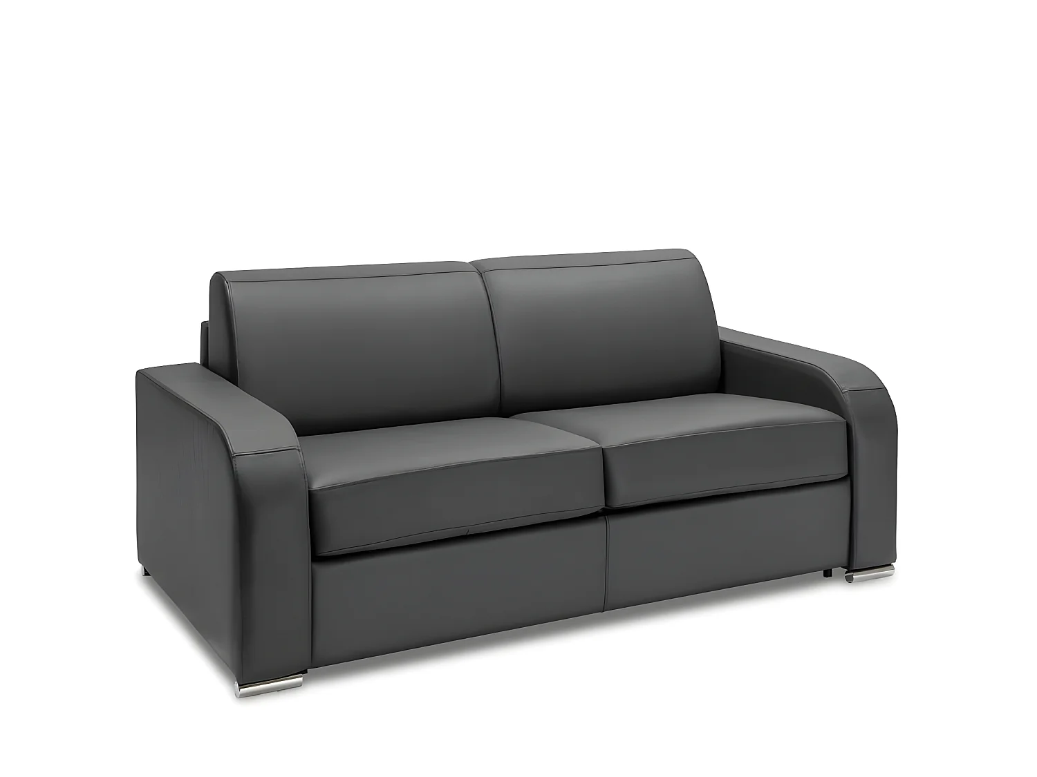 Canapé express 140 cm SOFIA EDITION Cuir et PU Cayenne gris matelas 16 cm