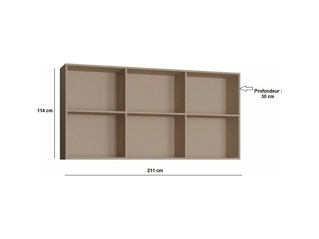 Surmeuble lit escamotable VERTIGO 90 x 200 cm taupe mat