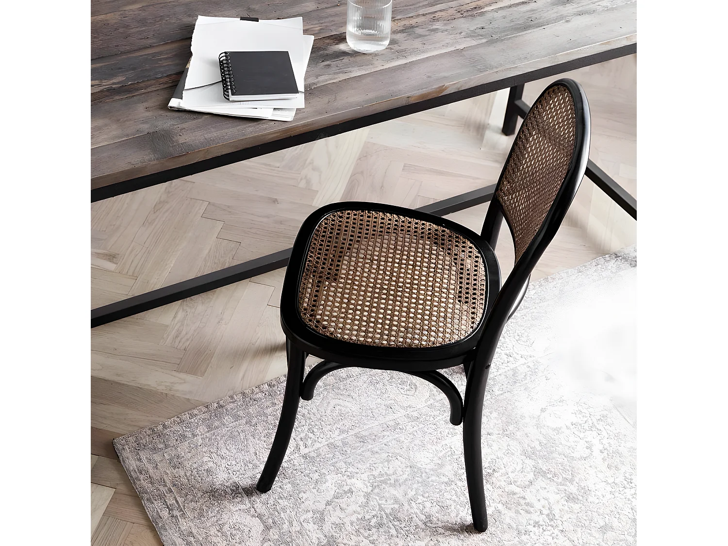 Lot de 2 chaises bistrot cannage WICKY