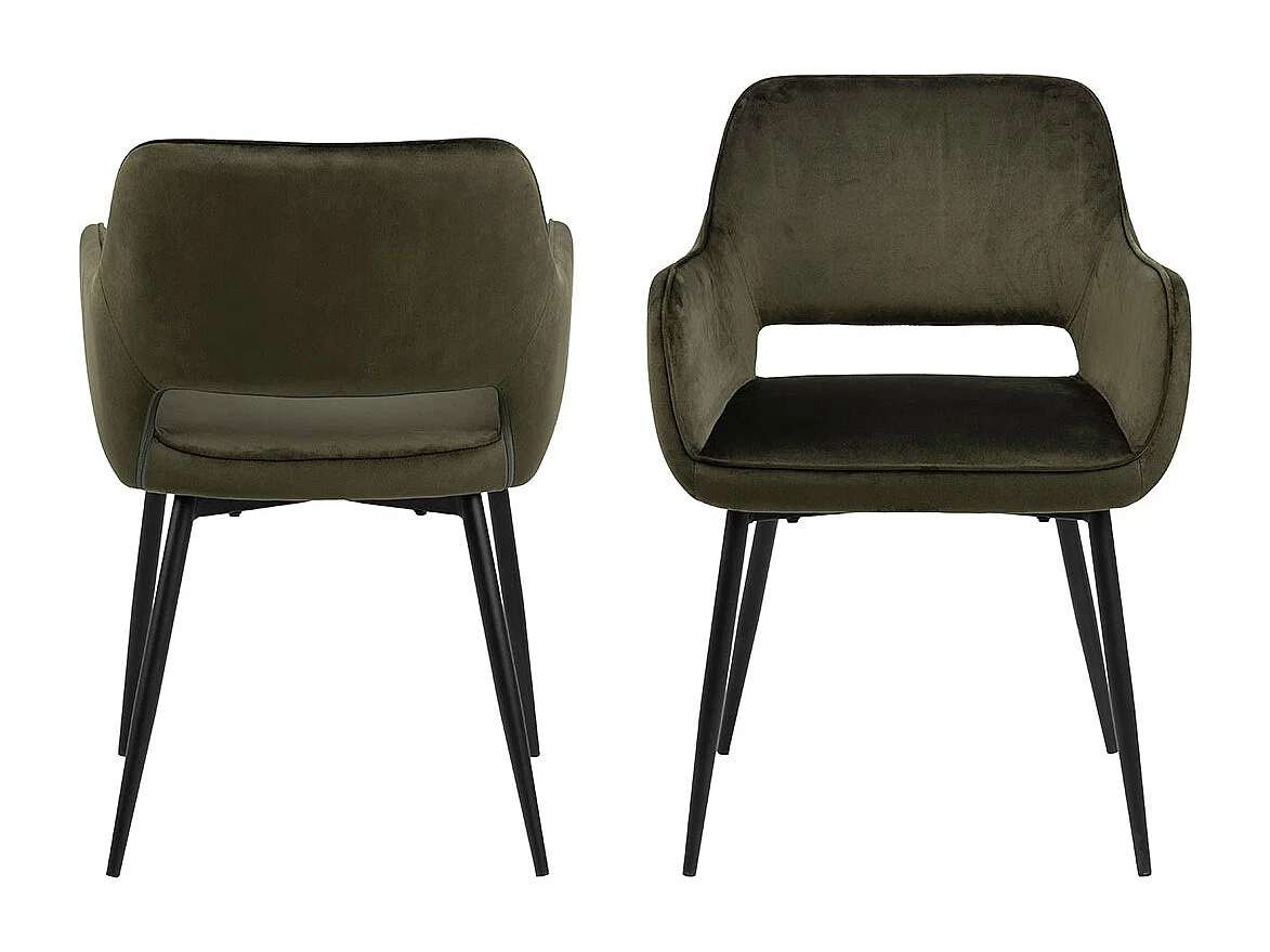 Paris eetkamerstoel met armleuning velour groen.