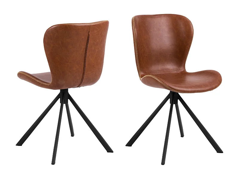 Batilda -A1 chaise de salle à manger fonction pivotante, simili cuir PU marron.