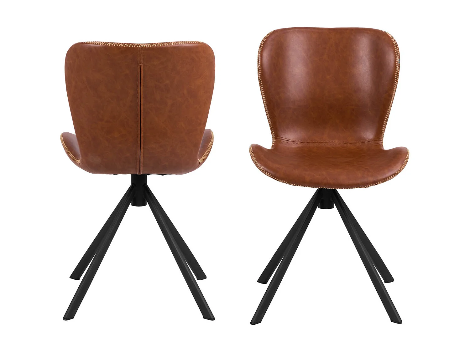 Batilda -A1 chaise de salle à manger fonction pivotante, simili cuir PU marron.