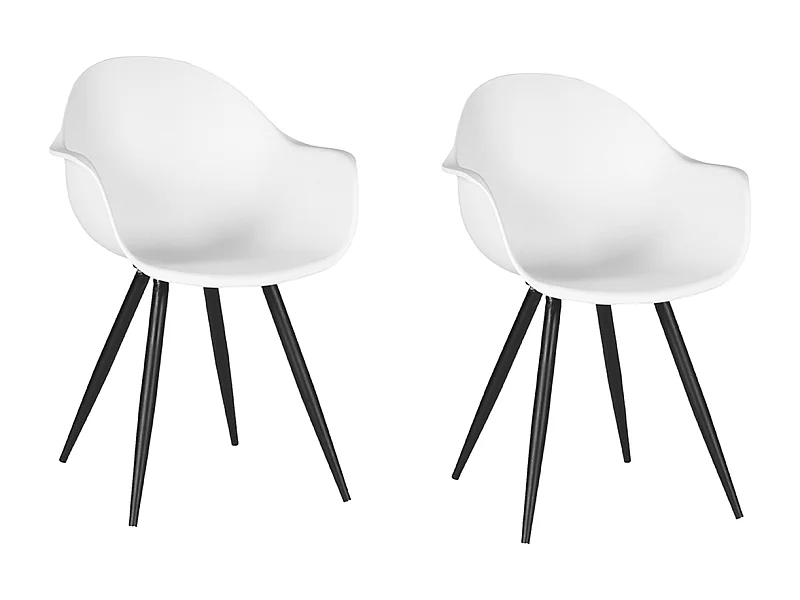 Chaise de salle à manger Luca - Blanc - Plastique - Lot de 2