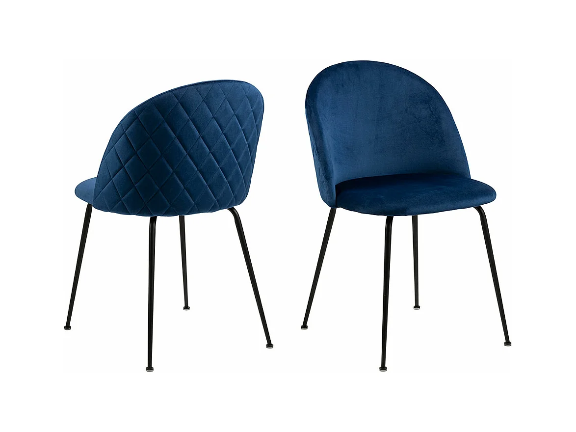 Louise chaise de salle à manger velours bleu.