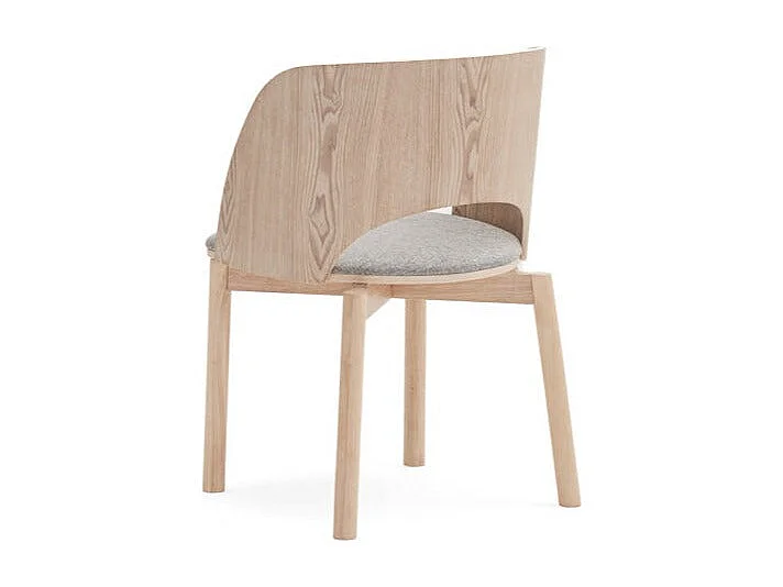 Conjunto de 2 cadeiras em freixo natural e assento cinza claro 50x78 h45 cm