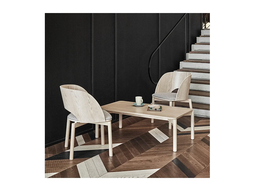 Lot de 2 chaises en frêne naturel et assise gris clair 50x78 h45 cm