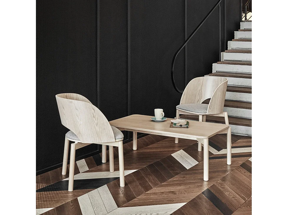 Kavel van 2 chaises frêne naturel et assise grijs clair 50x78 h45 cm