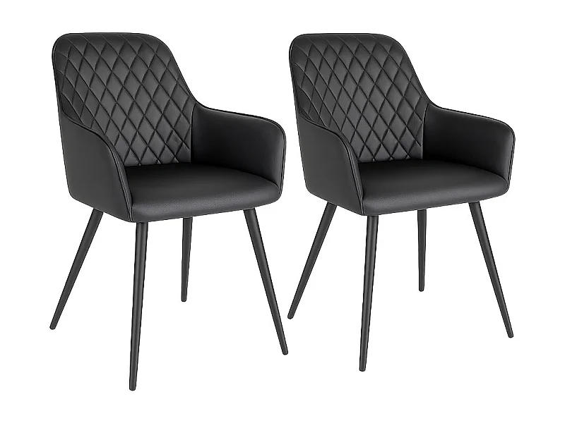 Set van 2 KARU eetkamerstoelen – Kunstleer en zwarte metalen poten-Color Negro