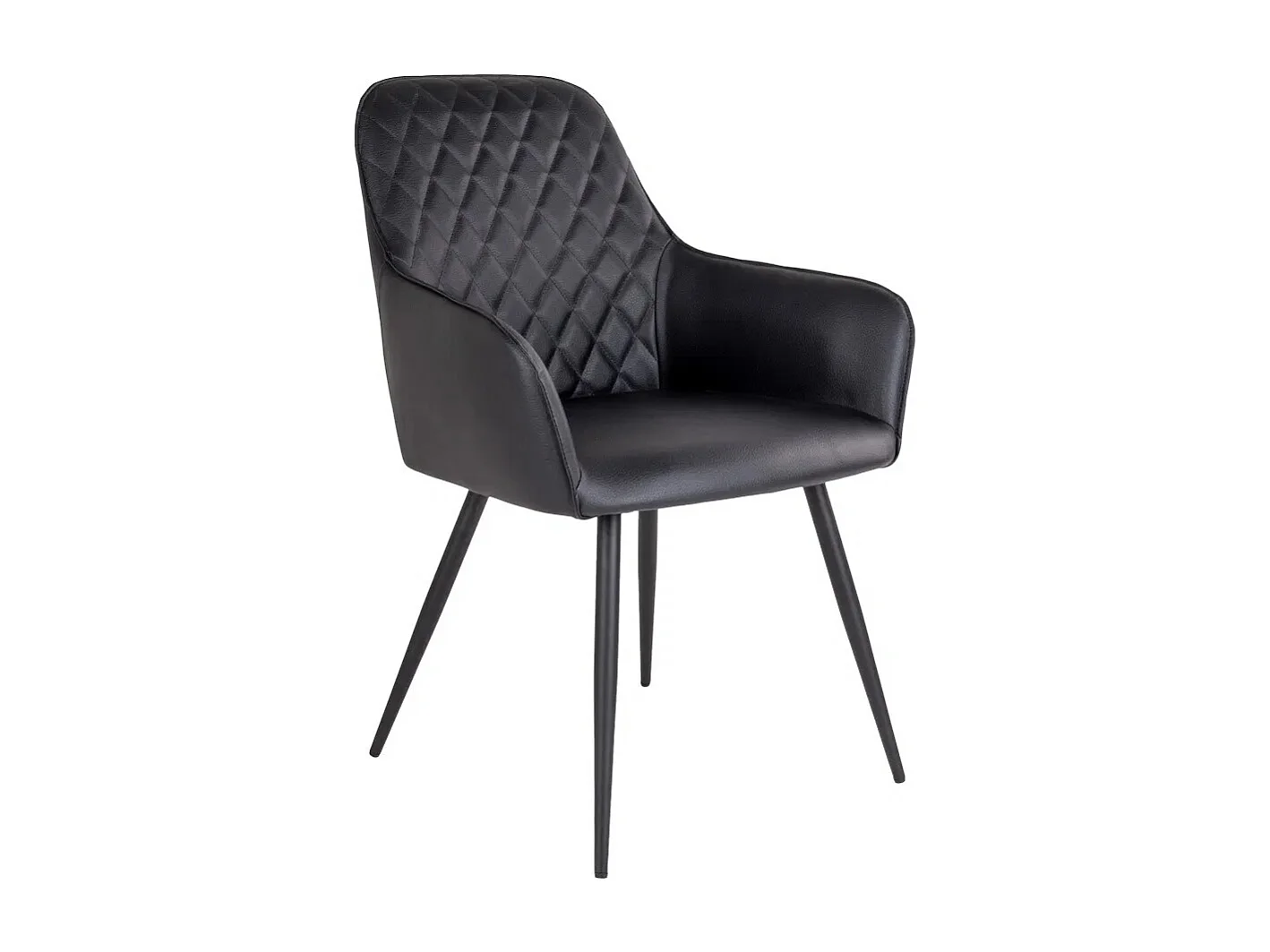 Set van 2 KARU eetkamerstoelen – Kunstleer en zwarte metalen poten-Color Negro