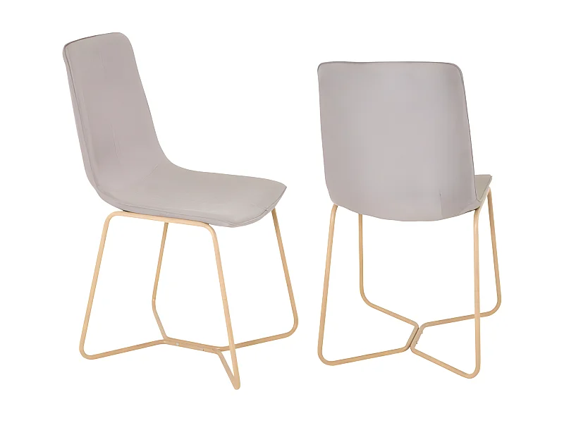 Lot de 2 chaises en tissu beige pieds bois BUTLER