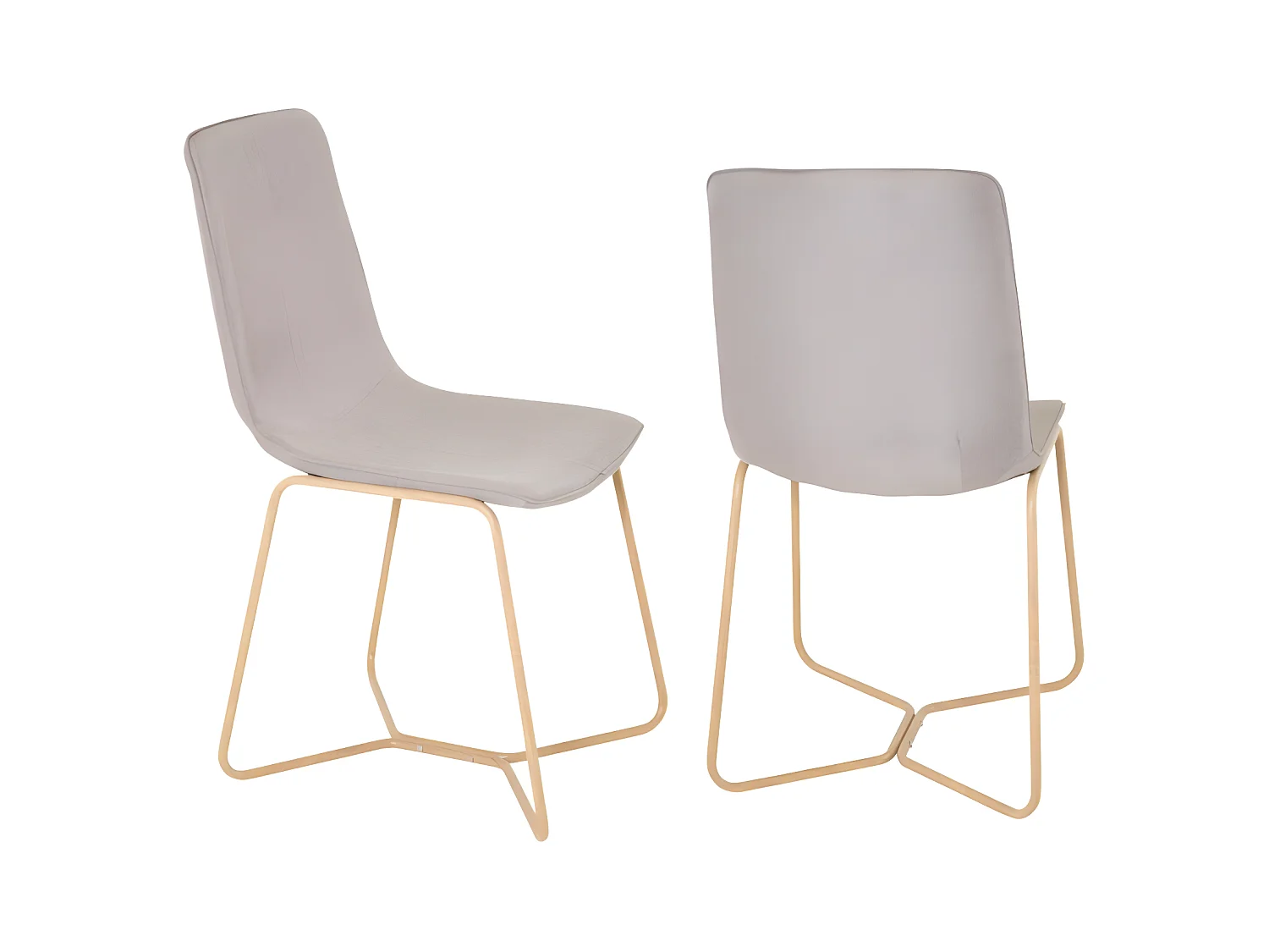 Lot de 2 chaises en tissu beige pieds bois BUTLER