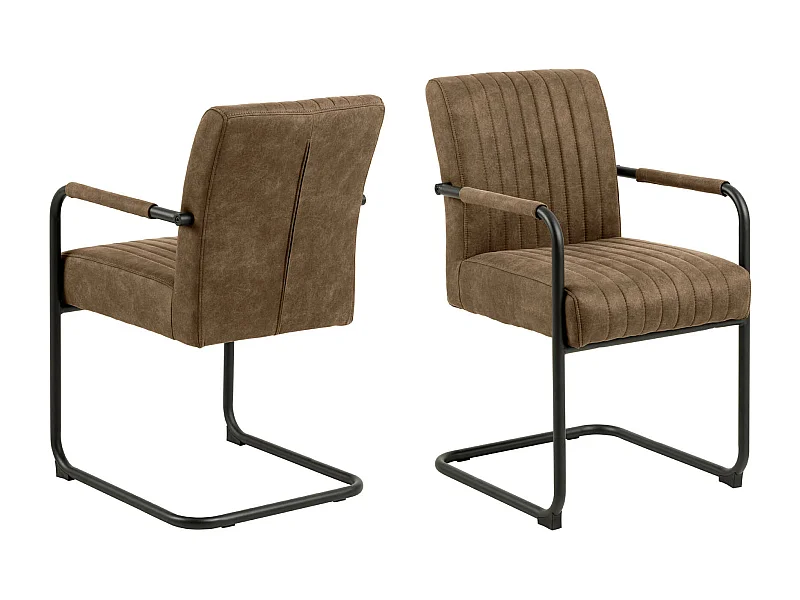 Sedia da pranzo Adele con braccioli marrone.