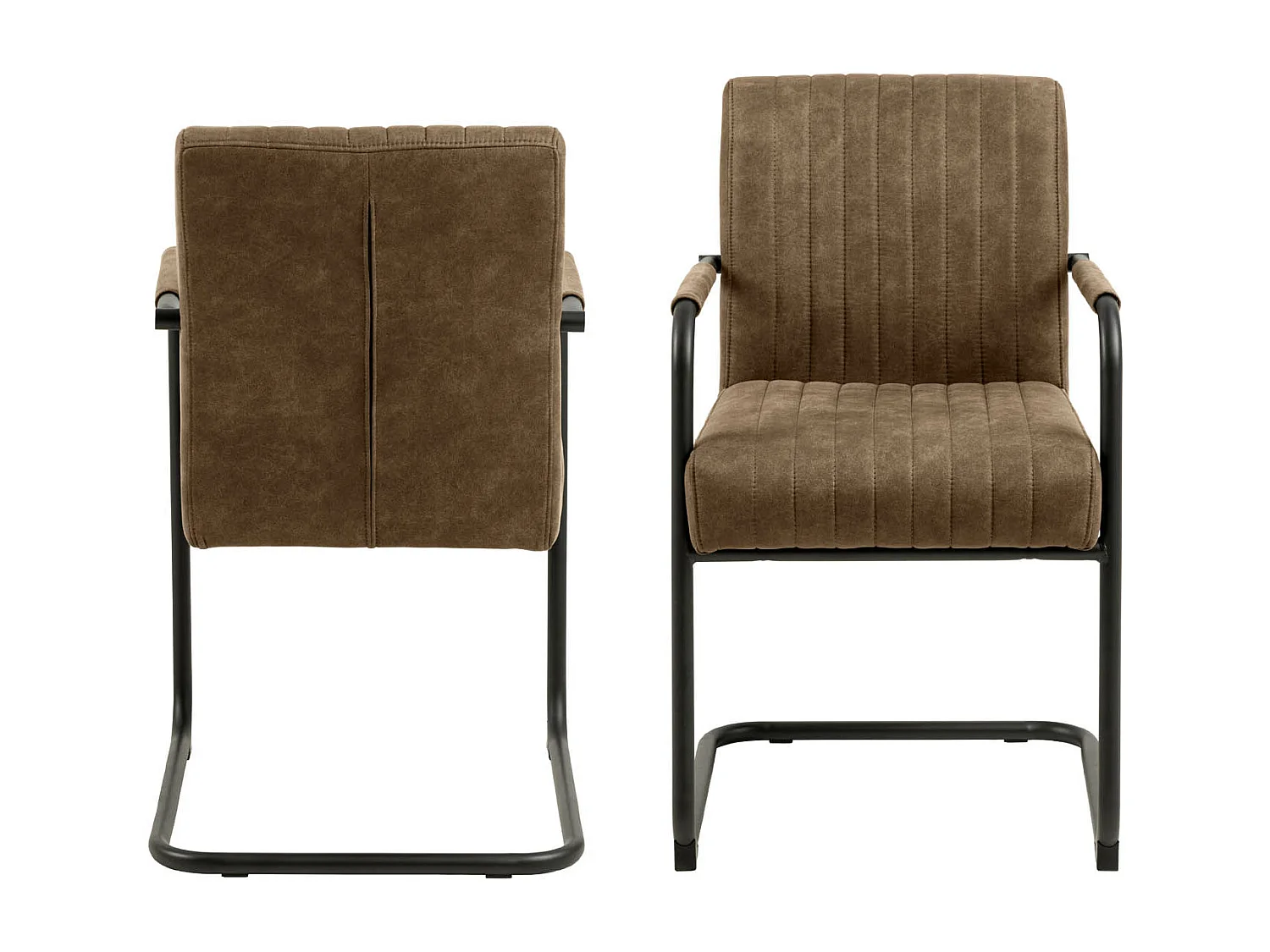 Silla de comedor Adele con reposabrazos marrón.