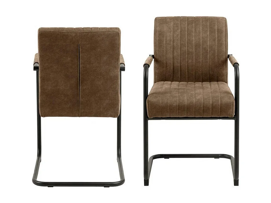 Silla de comedor Adele con reposabrazos marrón.