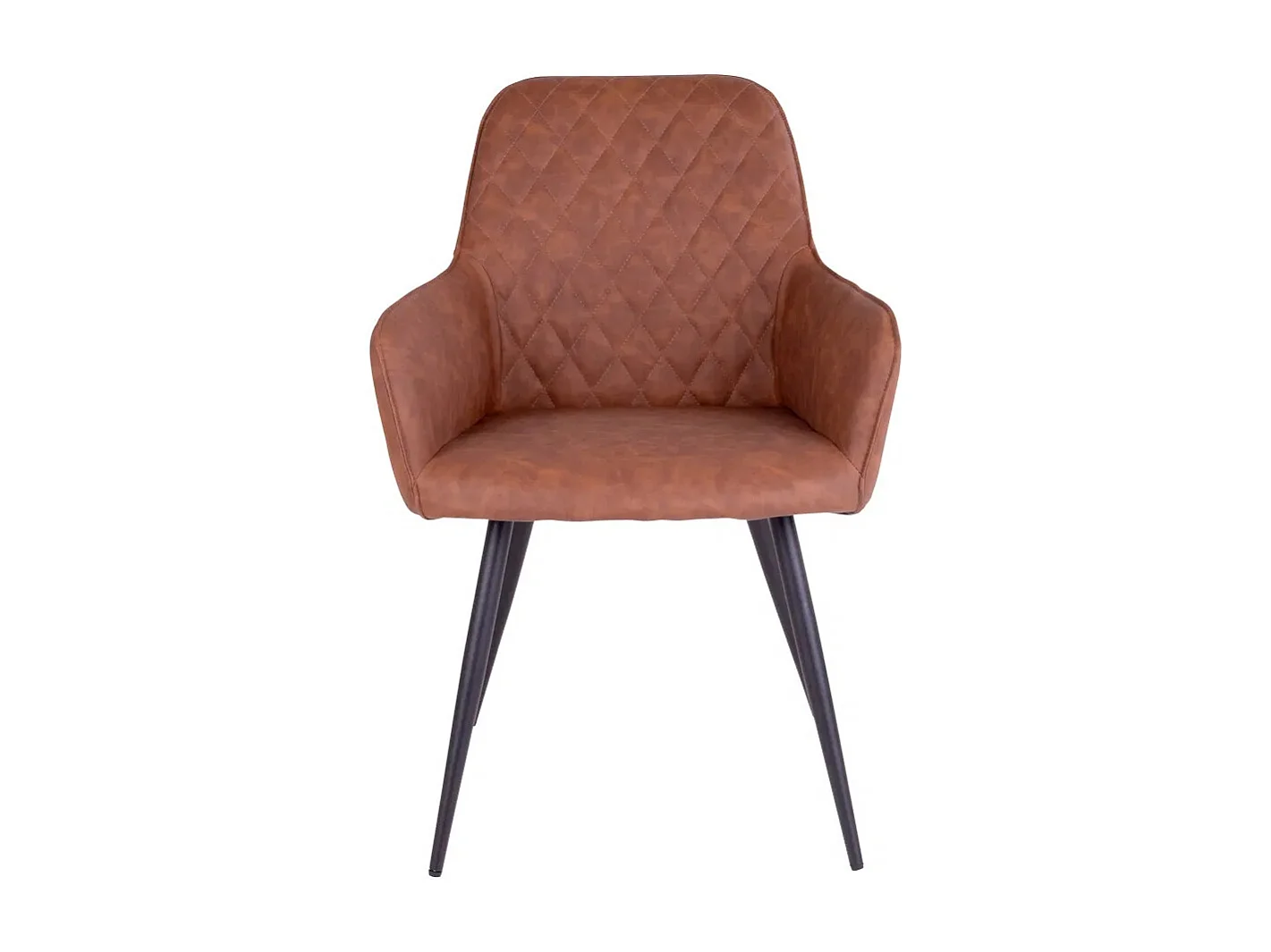 Lot de 2 chaises de salle à manger KARU – Simili cuir et pieds métal noir-Marron vintage