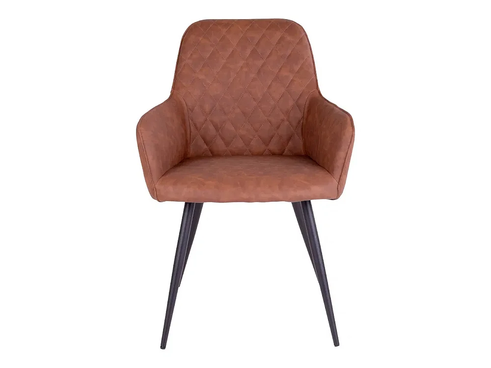 Set van 2 KARU eetkamerstoelen – Kunstleer en zwarte metalen poten-Color Marrón vintage