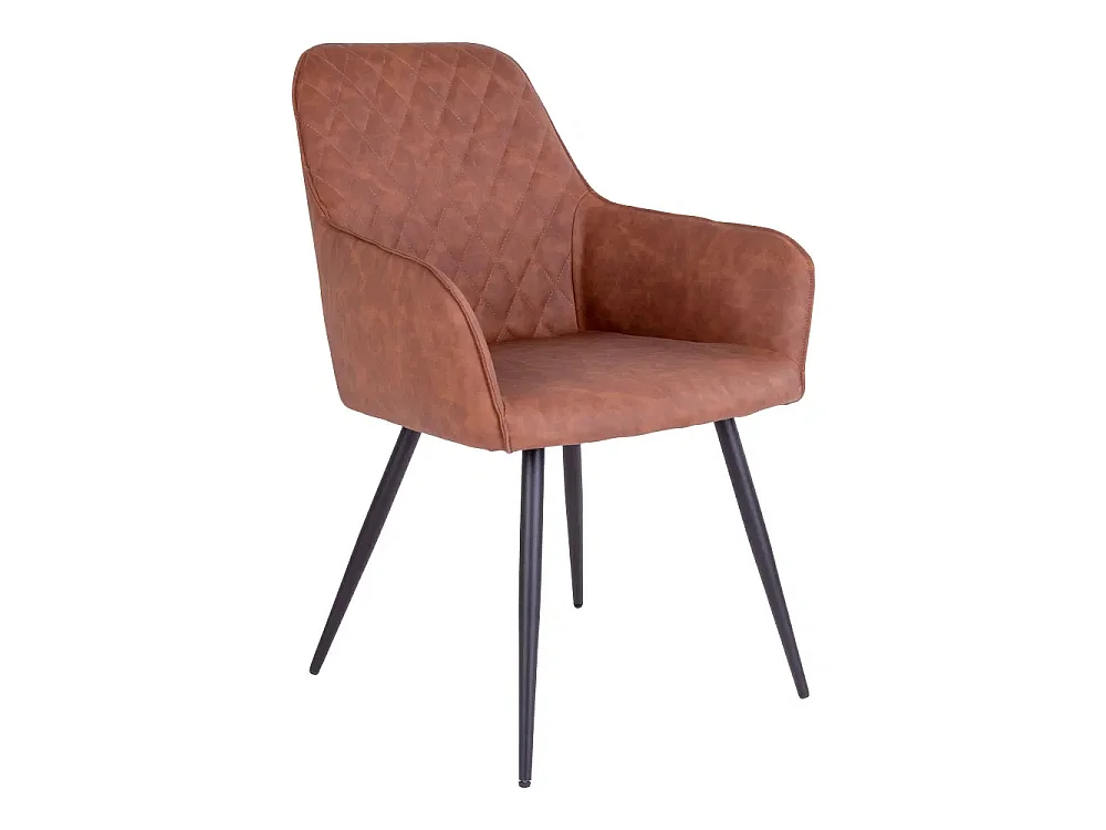 Set van 2 KARU eetkamerstoelen – Kunstleer en zwarte metalen poten-Color Marrón vintage