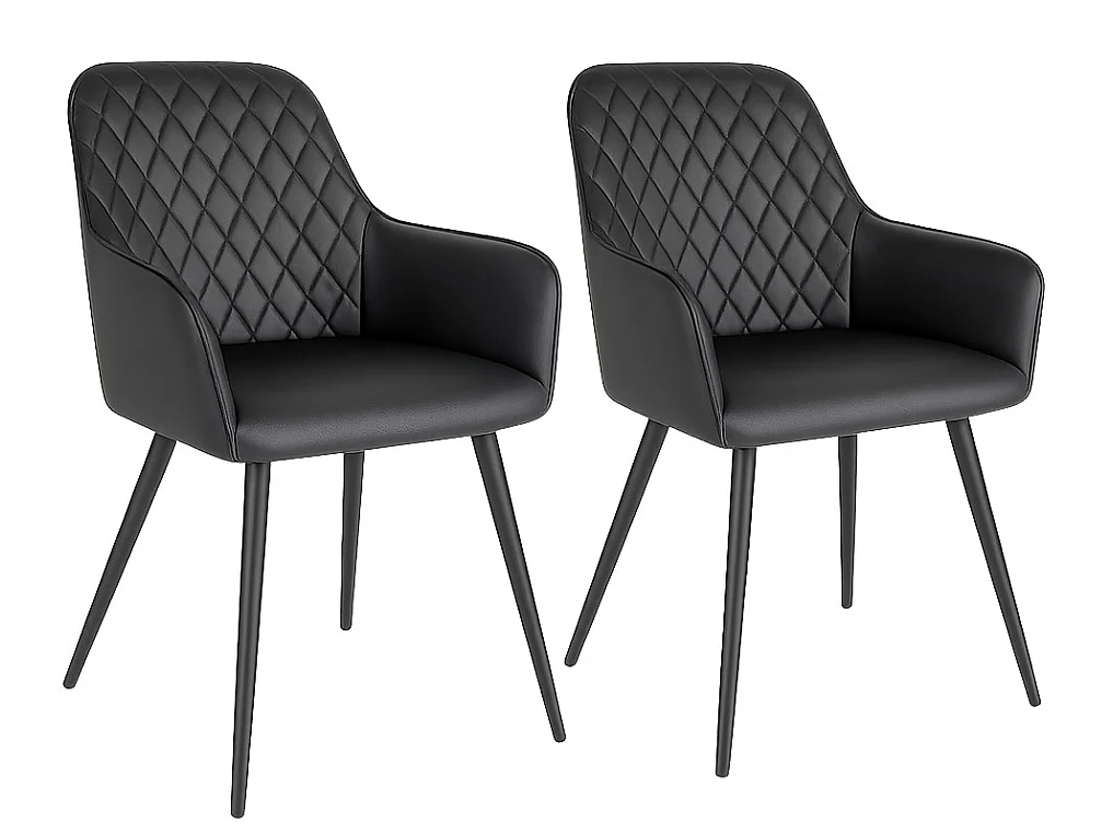 Set van 2 KARU eetkamerstoelen – Kunstleer en zwarte metalen poten-Color Marrón vintage
