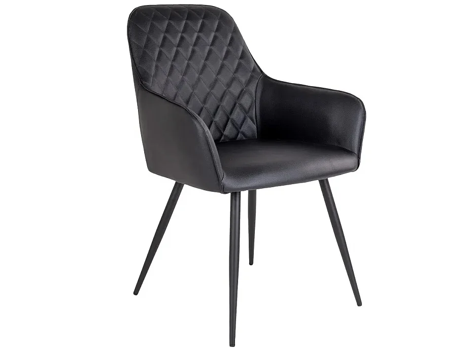 Set van 2 KARU eetkamerstoelen – Kunstleer en zwarte metalen poten-Color Marrón vintage