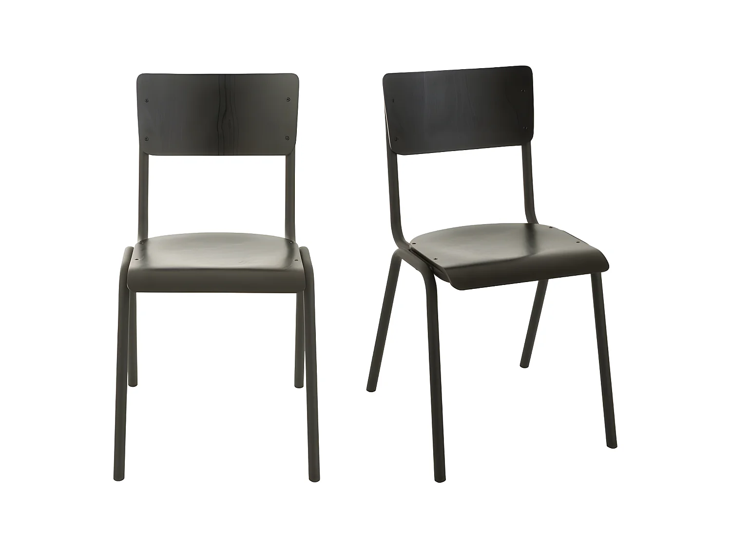 Lot de 2 chaises rétro en métal et bois noir NUISA