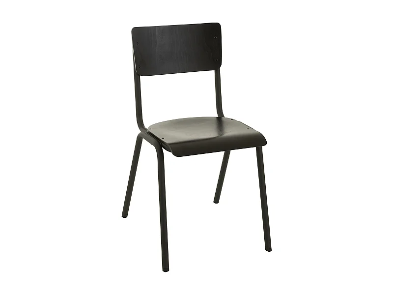 Lot de 2 chaises rétro en métal et bois noir NUISA