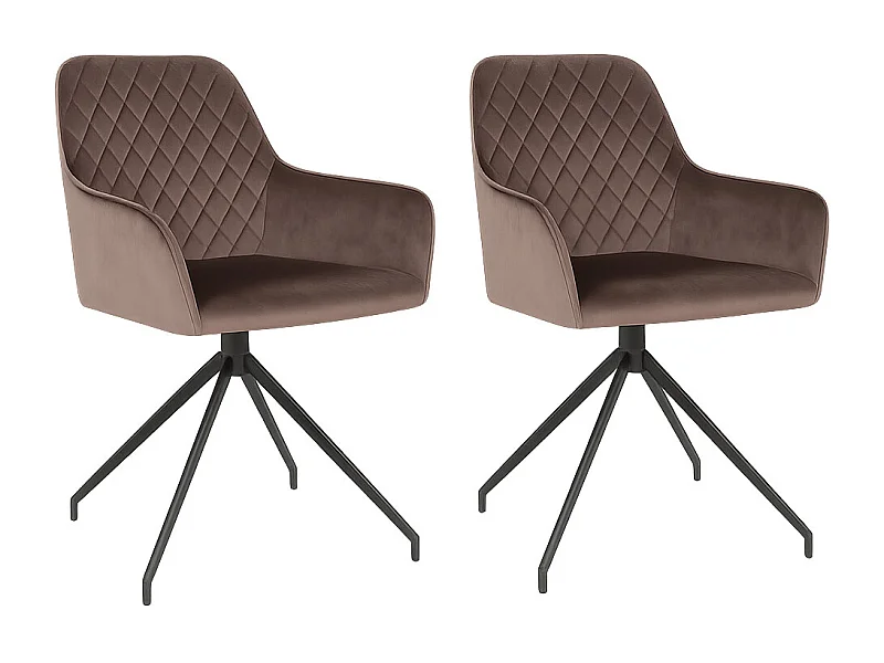 Set van 2 KARU eetkamerstoelen – Fluweel en zwarte metalen poten-Color Marrón claro