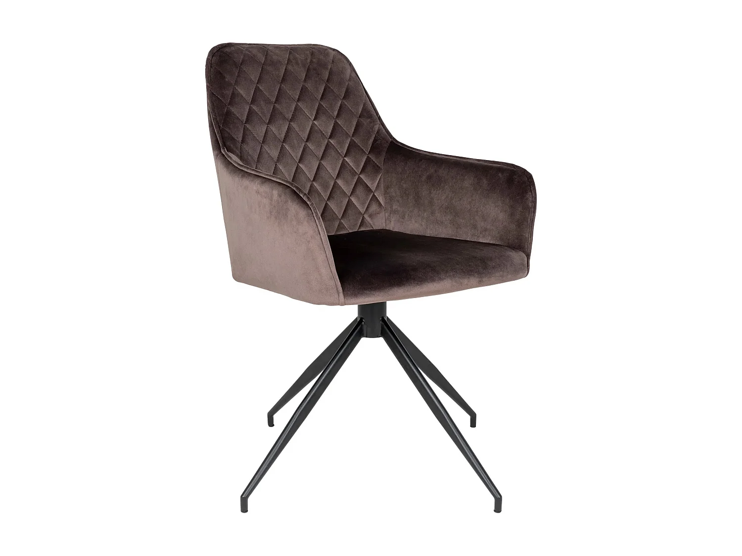 Lot de 2 chaises de salle à manger KARU – Velours et pieds métal noir-Marron clair