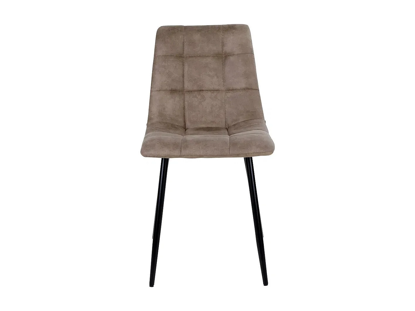 Lot de 2 chaises de salle à manger MODA – Tissu capitonné et pieds en acier noir-Beige