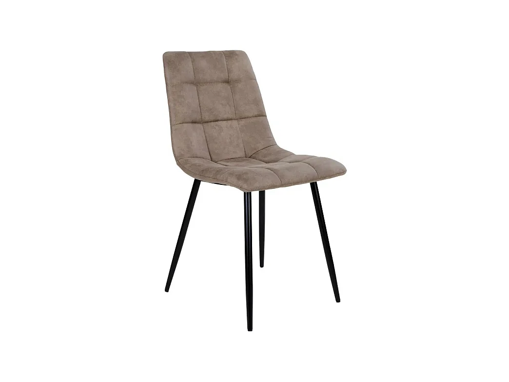 Juego de 2 sillas de comedor MODA - Tela tapizada y patas de acero negro-Color ribete verde crudo