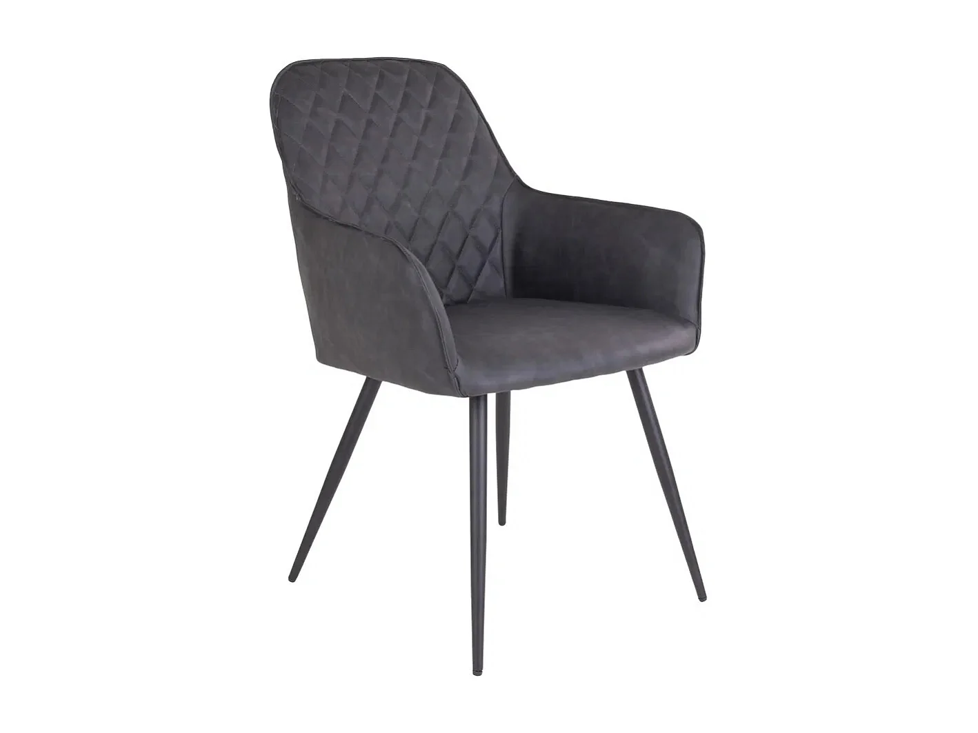 Lot de 2 chaises de salle à manger KARU – Simili cuir et pieds métal noir-Gris foncé