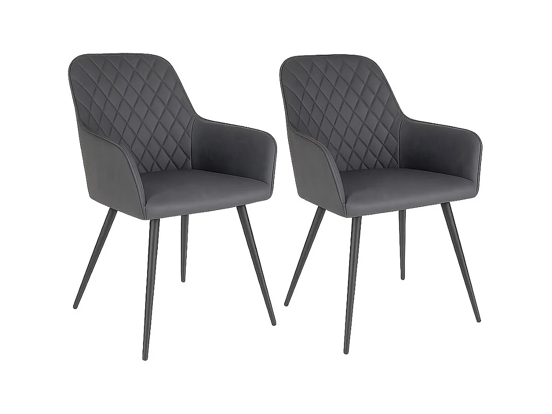 Robel donkergrijze stoffen stoel en metalen poten met houteffect - Set van 2-Kleur Donkergrijs