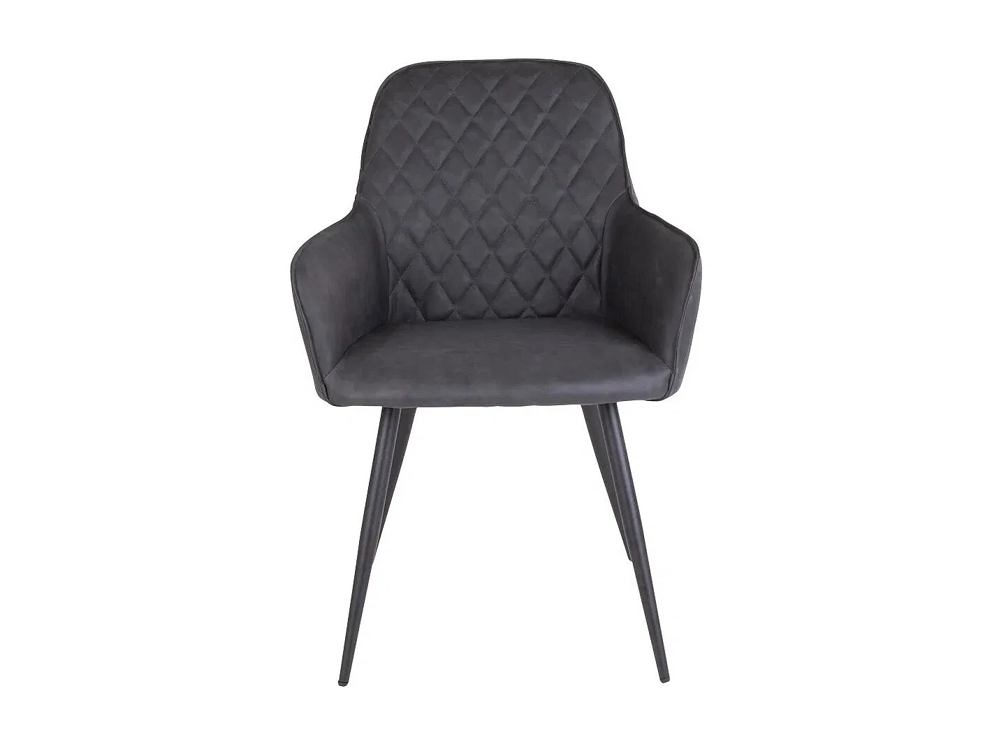 Lot de 2 chaises de salle à manger KARU – Simili cuir et pieds métal noir-Gris foncé