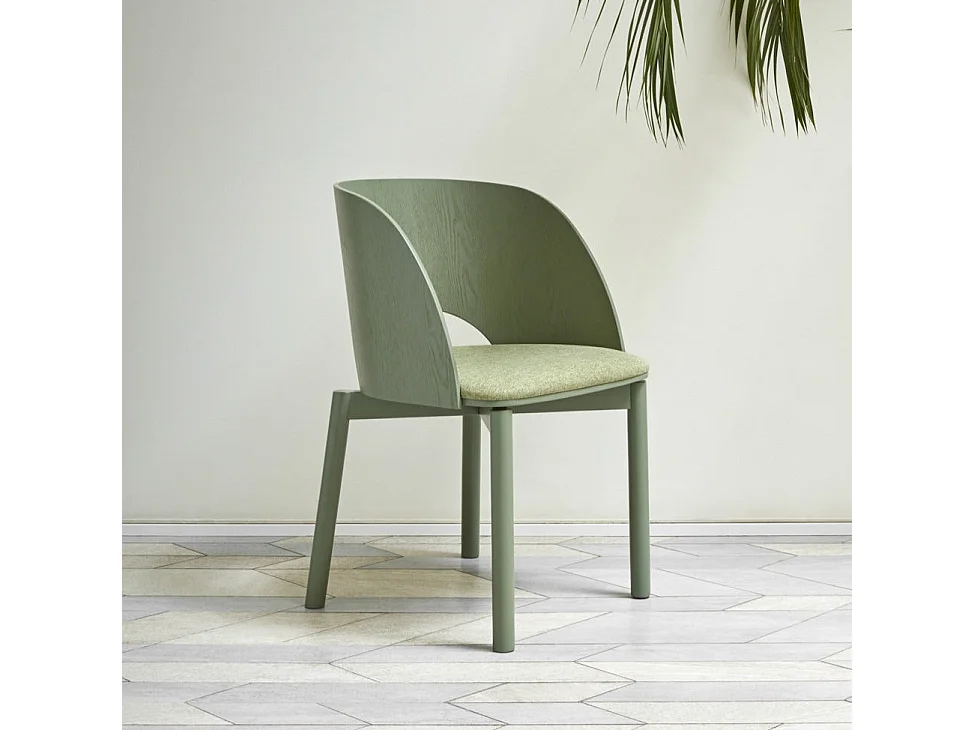 Kavel van 2 chaises en frêne groen olijfgroen 50x78 h45 cm