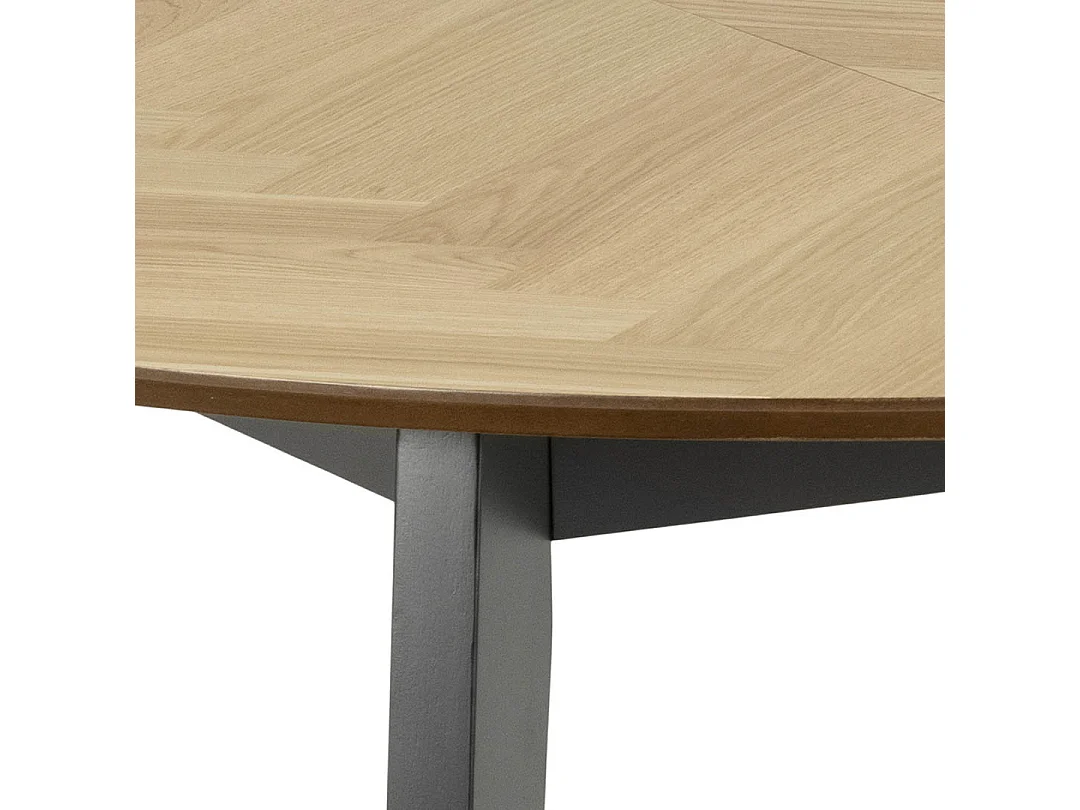 Georgetown table à manger Ø120/198 cm dont 2 assiettes supplémentaires, os de hareng, chêne décor.