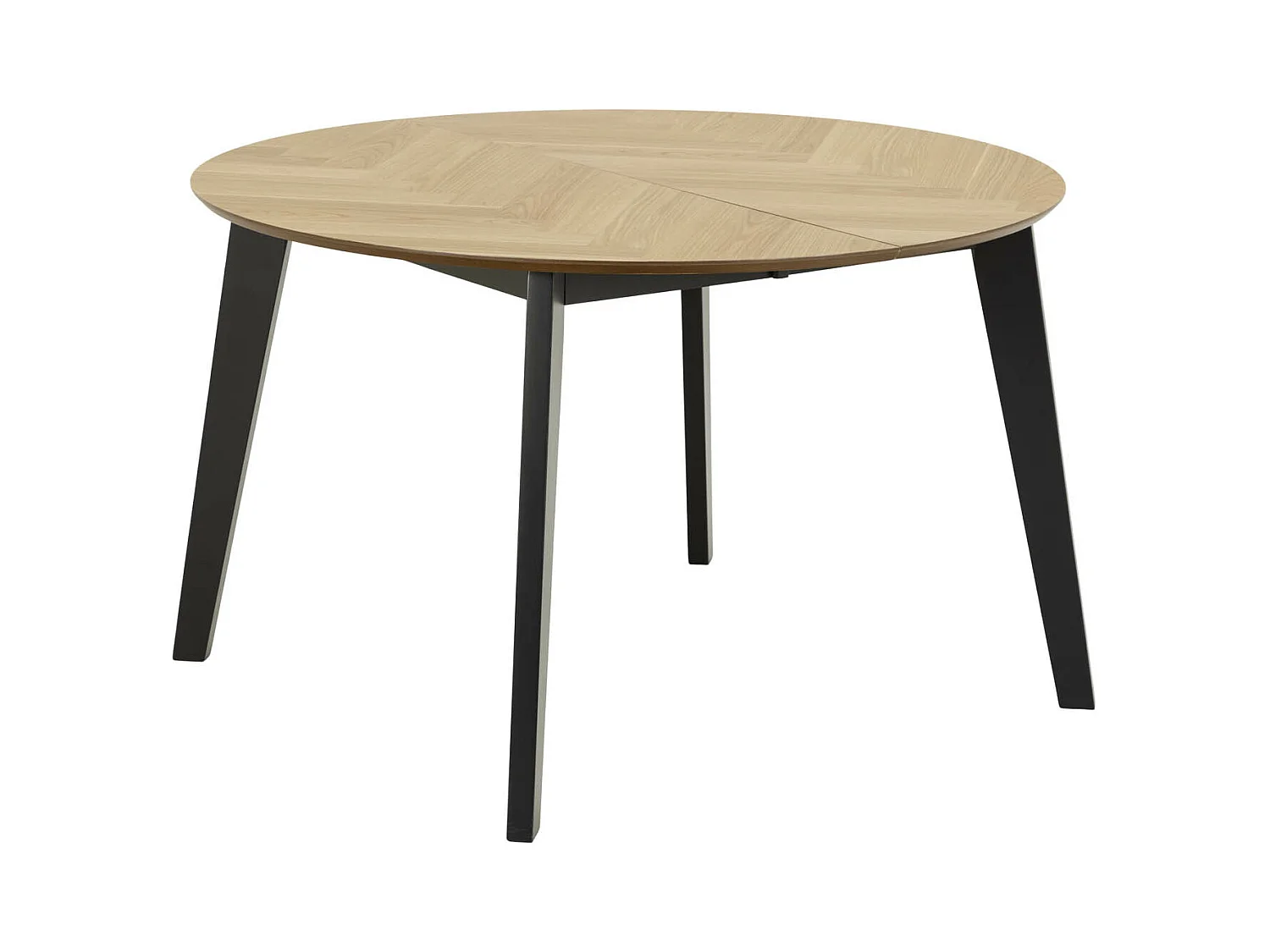 Georgetown table à manger Ø120/198 cm dont 2 assiettes supplémentaires, os de hareng, chêne décor.