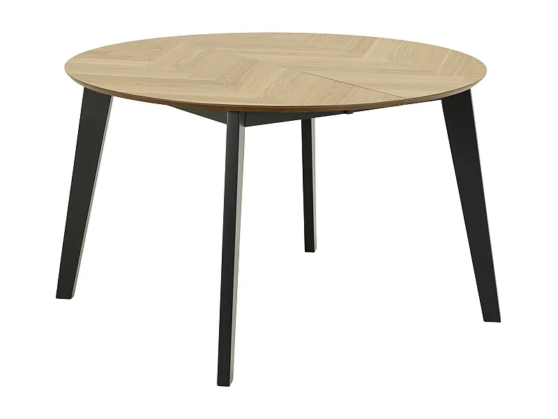 Georgetown table à manger Ø120/198 cm dont 2 assiettes supplémentaires, os de hareng, chêne décor.