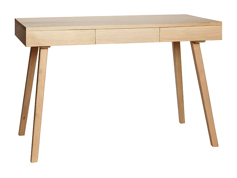 Bureau 3 tiroirs en bois clair CHARLESTON