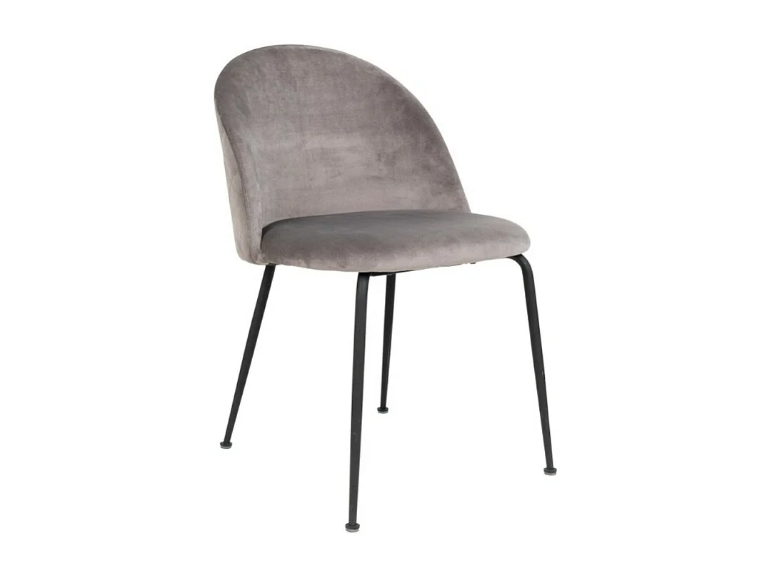 Chaise De Salle À Manger Genève En Velours Gris Pieds Noirs