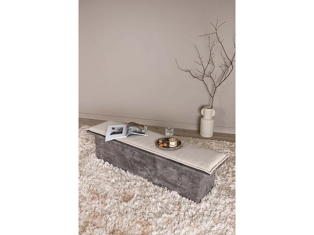 Banc Design & Coussin "Kellogg" 160cm Gris