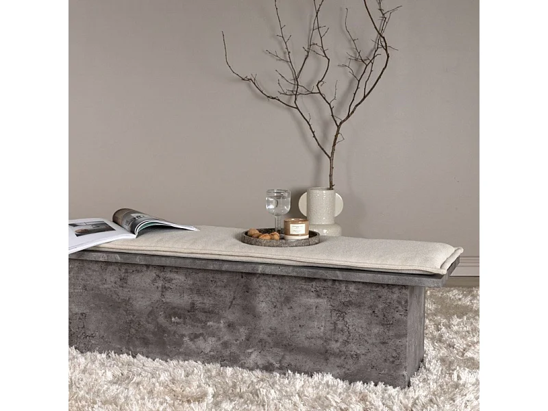 Banc Design & Coussin "Kellogg" 160cm Gris