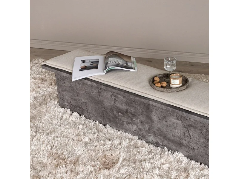 Banc Design & Coussin "Kellogg" 160cm Gris