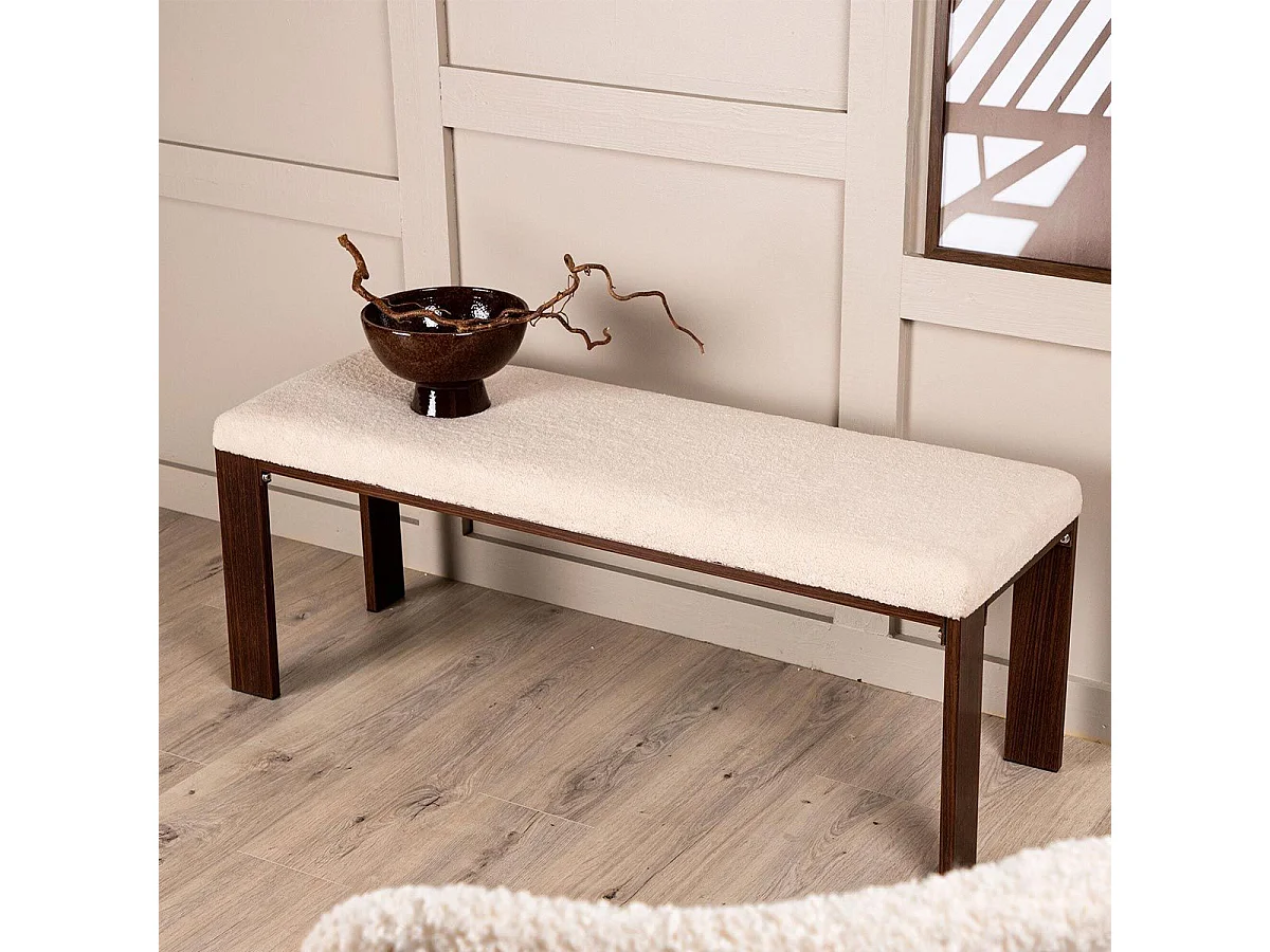 Banc en Tissu Polaire "Chester" 120cm Blanc