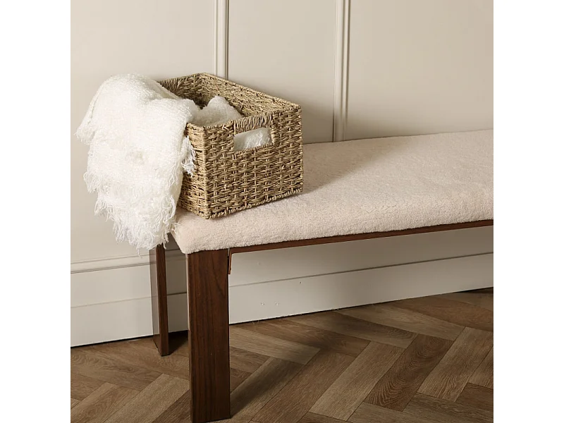 Banc en Tissu Polaire "Chester" 120cm Blanc